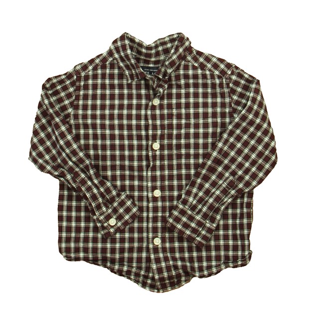 The Childen's Place Maroon | Black Plaid Button Down Long Sleeve 3T 