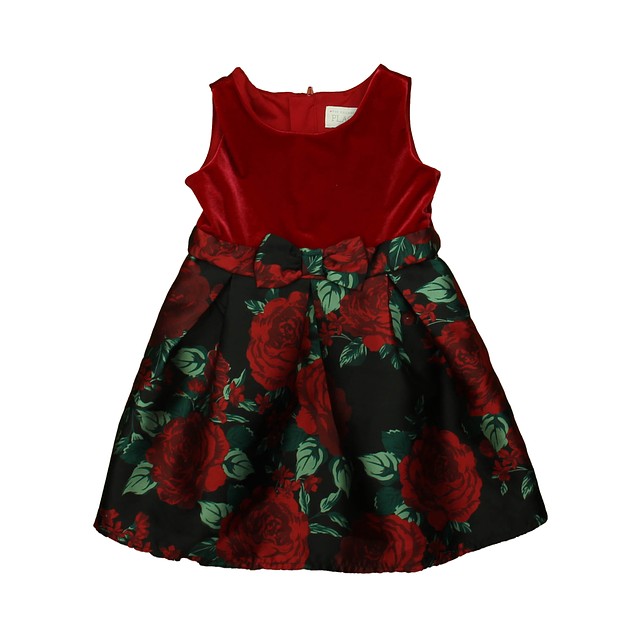 The Children's Place Red | Black Floral Dress 3T 