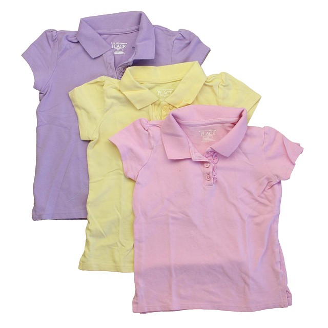 The Children's Place Set of 3 Pink | Yellow | Purple Polo Shirt 5T 