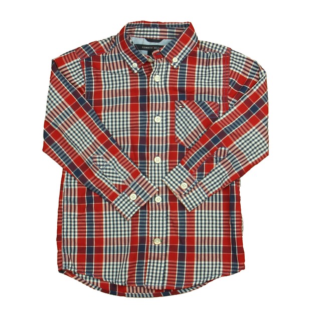 Tommy Hilfiger Red | Blue Plaid Button Down Long Sleeve 4T 