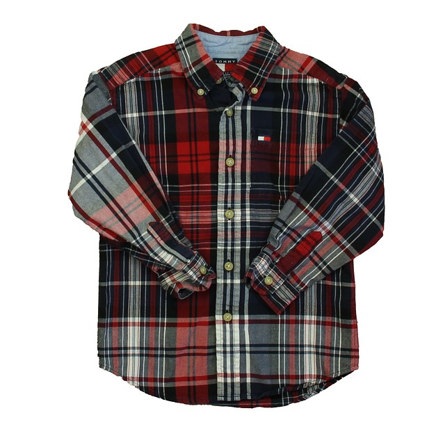 Tommy Hilfiger Navy | Red Plaid Button Down Long Sleeve 5T 