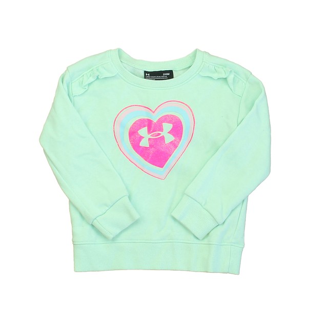 Under Armour Aqua | Pink Heart Sweatshirt 24 Months 