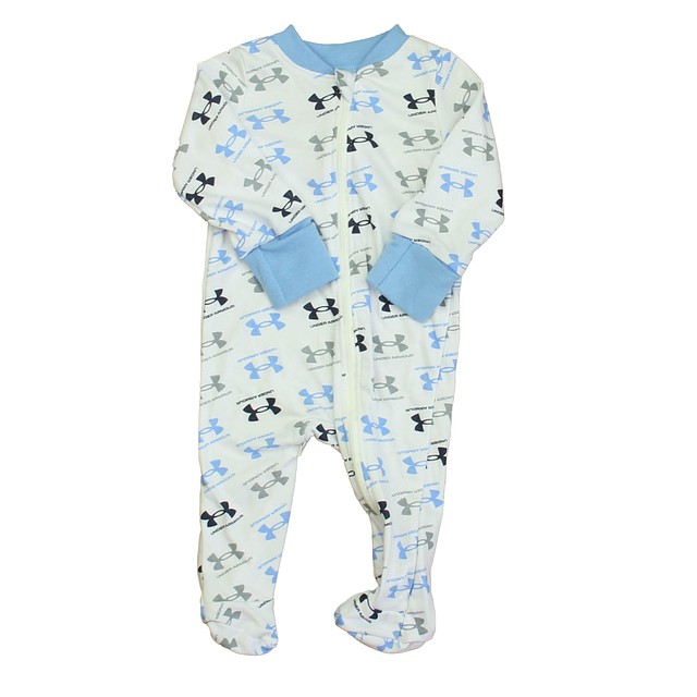 Under Armour White | Blue 1-piece footed Pajamas 3-6 Months 