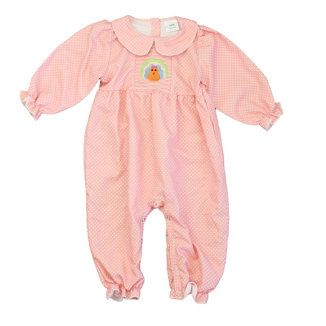 Unknown Brand Pink | White Smocked Turkey Long Sleeve Outfit 18 Months 