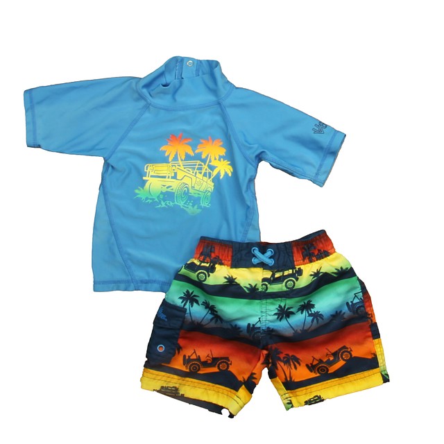 UV Skinz 2-pieces Blue | Yellow Palm Trees 2-piece Swimsuit 12-18 Months 