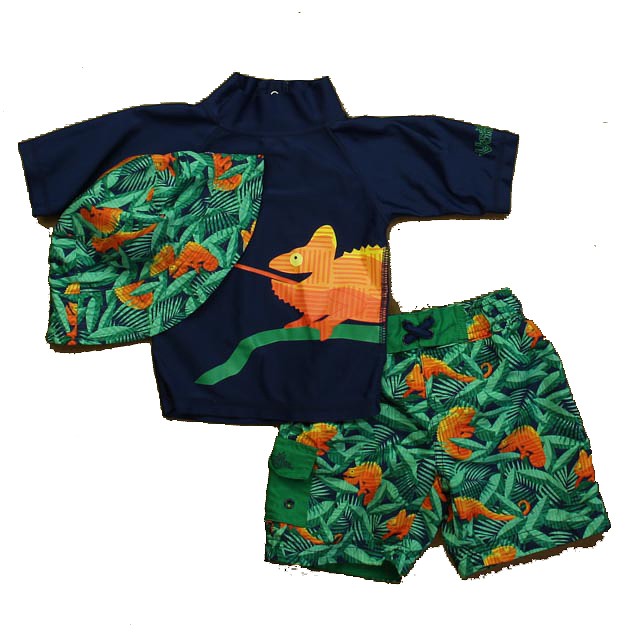 UV Skinz 3-pieces Navy | Orange Chameleon 2-piece Swimsuit 2T 