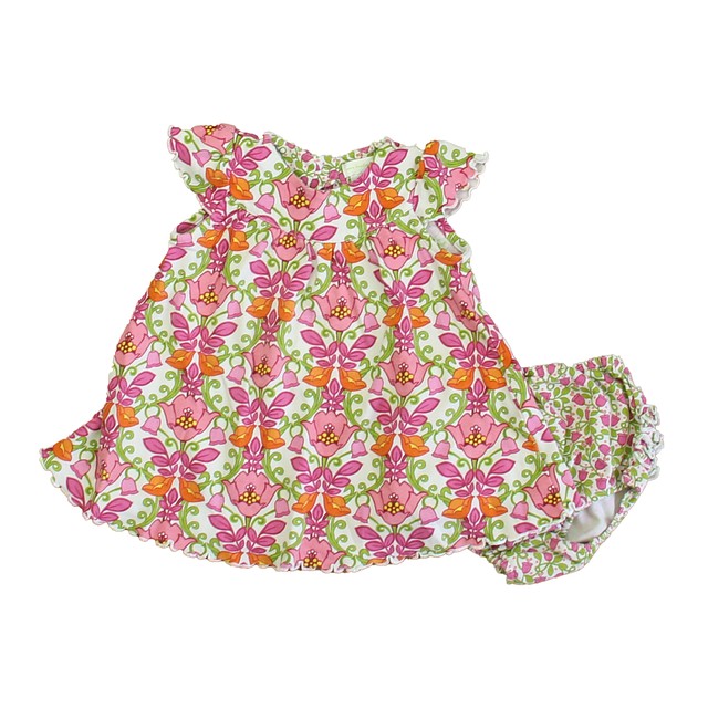 Vera Bradley Baby 2-pieces Pink | Green Floral Dress 6-9 Months 