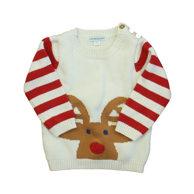 Vertbaudet Ivory | Red Reindeer Sweater 24 Months 