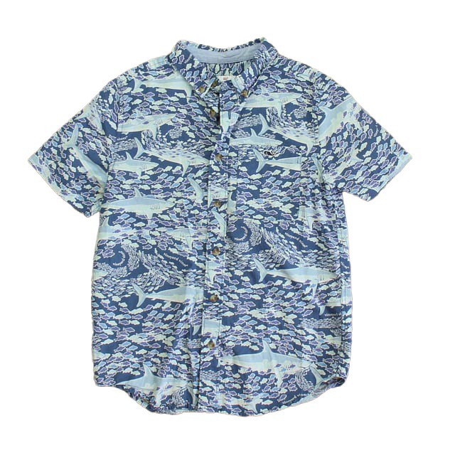 Vineyard Vines for Target Blue Sharks Button Down Short Sleeve 6 -7 Years 