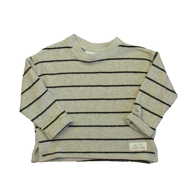 Zara Gray Stripe Long Sleeve Shirt 6-9 Months 