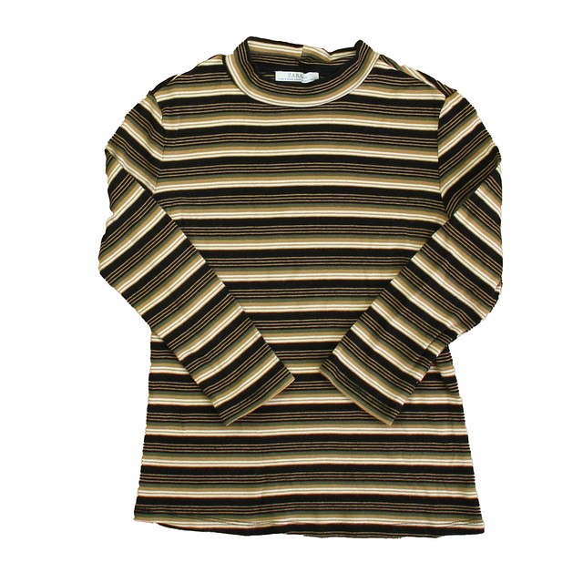 Zara Black | Brown | Green Stripe Long Sleeve Shirt Junior Small 